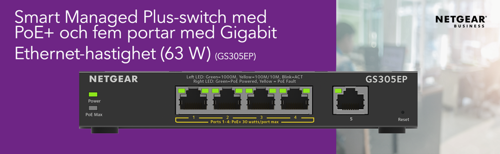5-Port Gigabit Ethernet PoE+ Smart Managed Plus Switch