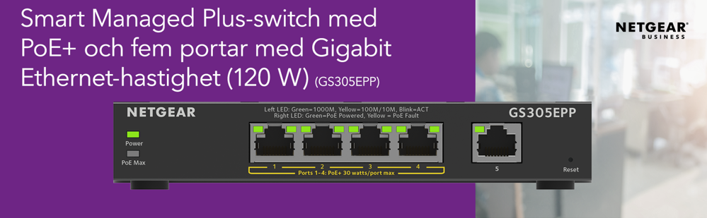 5-Port Gigabit Ethernet High-Power PoE+ Smart Managed Plus Switch
